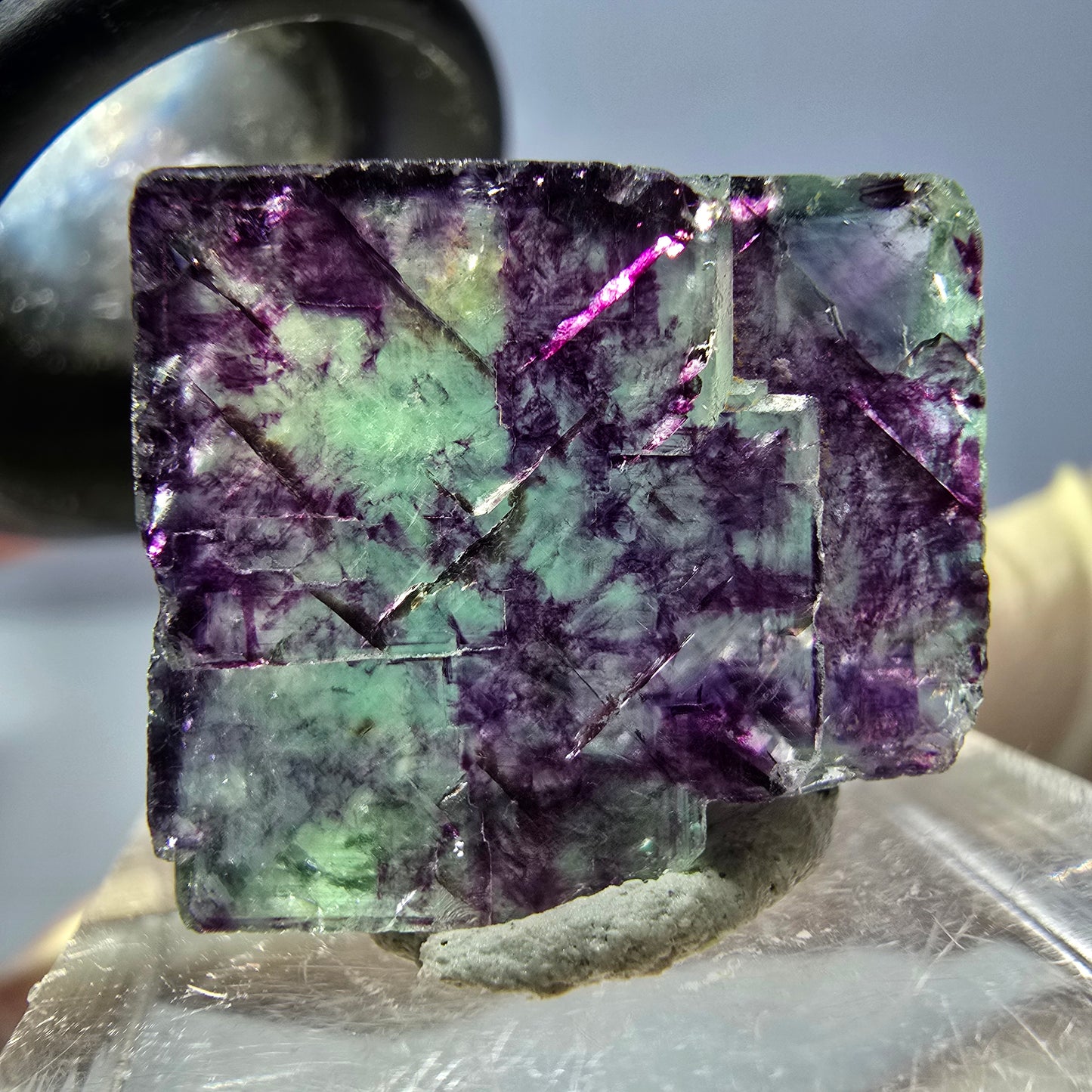 Phantom Fluorit Würfel parkettiert, grün lila Okorusu, Namibia 19*17*9mm