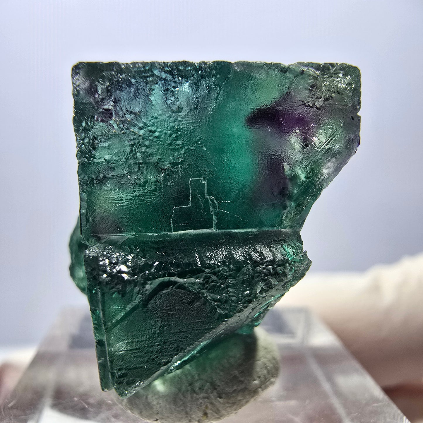 Rare spécimen de cube de fluorite, vert violet, Okorusu, Namibie, 28 x 21 x 21 mm