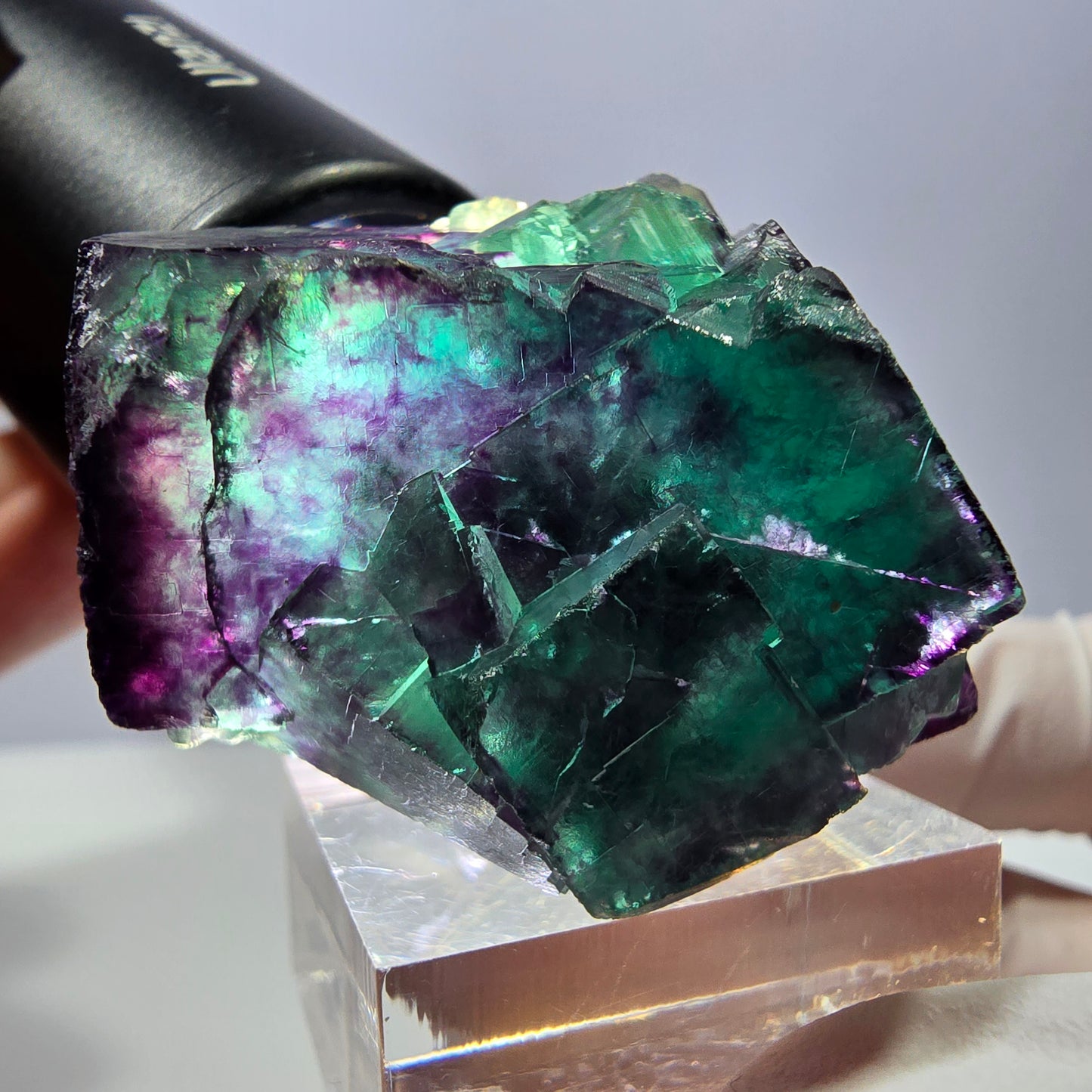 Seltene Fluorit Würfel Stufe, grün lila Okorusu, Namibia 41*32*26mm