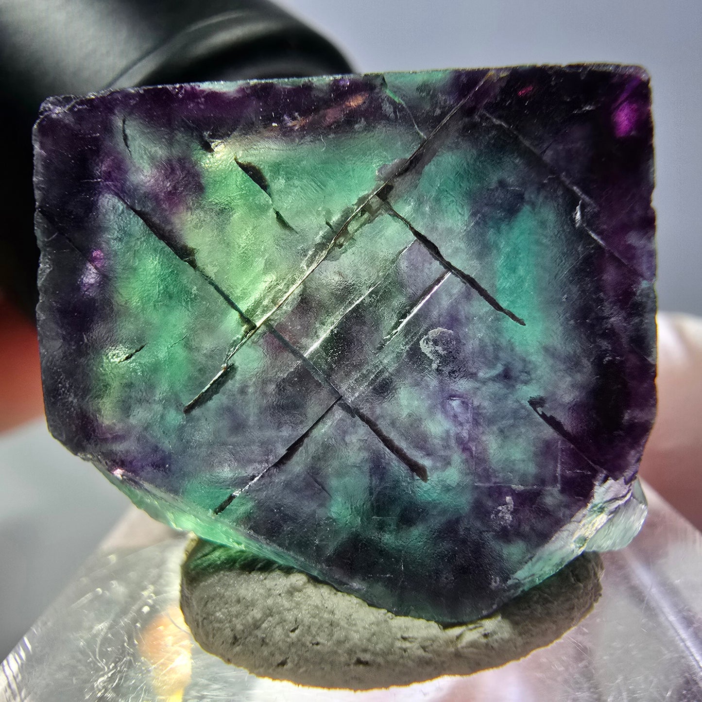 Phantom Fluorit Würfel parkettiert, grün lila Okorusu, Namibia 22*18*12mm