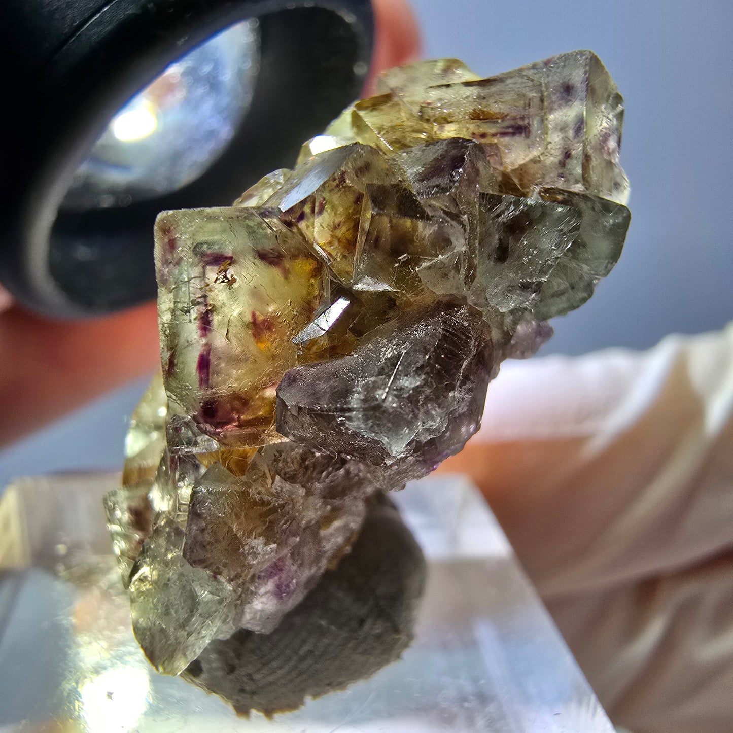 Phantom Fluorit Würfel Stufe, grün lila Okorusu, Namibia 28*24*15mm