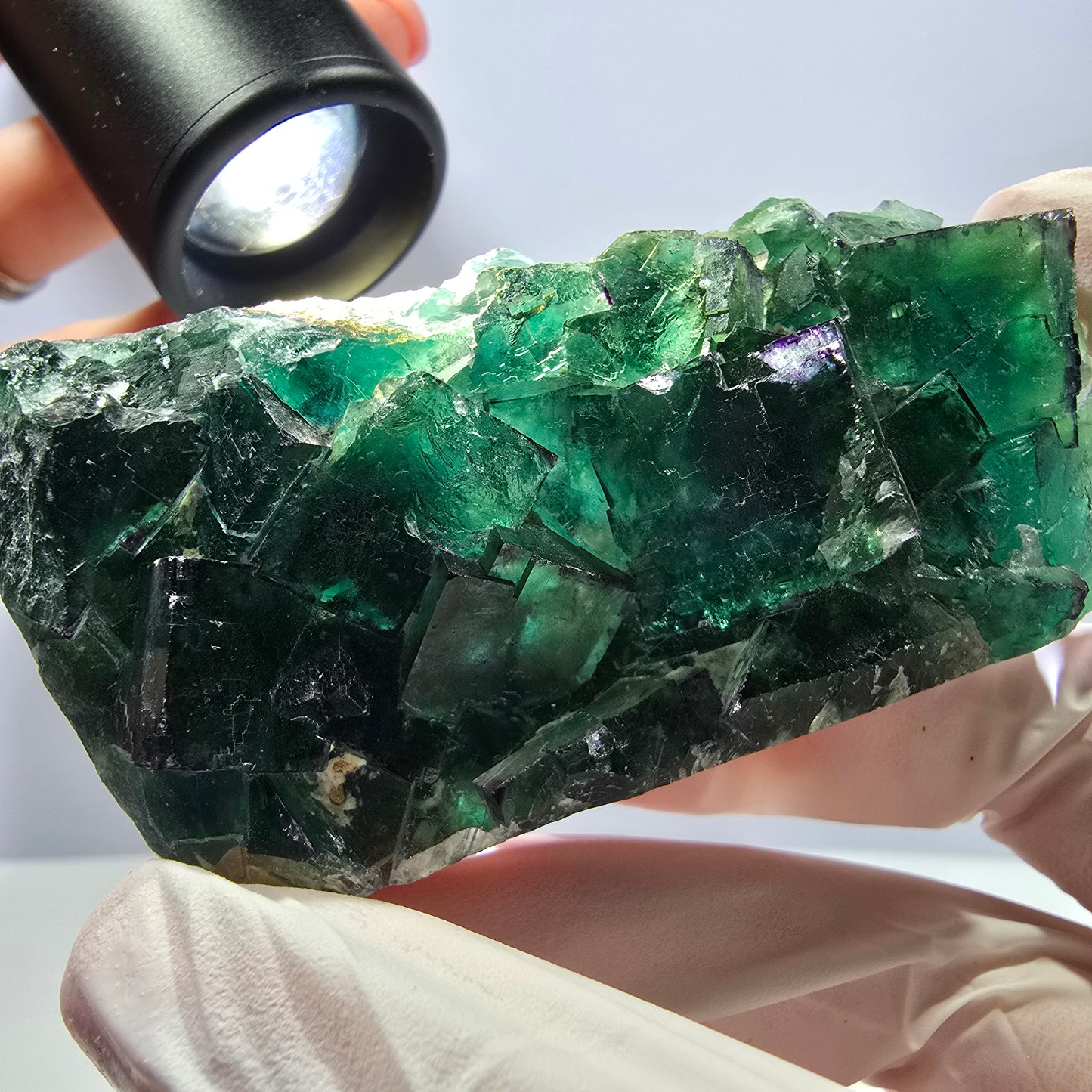 Cube de fluorite fantôme vert étagé, Okorusu, Namibie, 80 x 36 x 20 mm