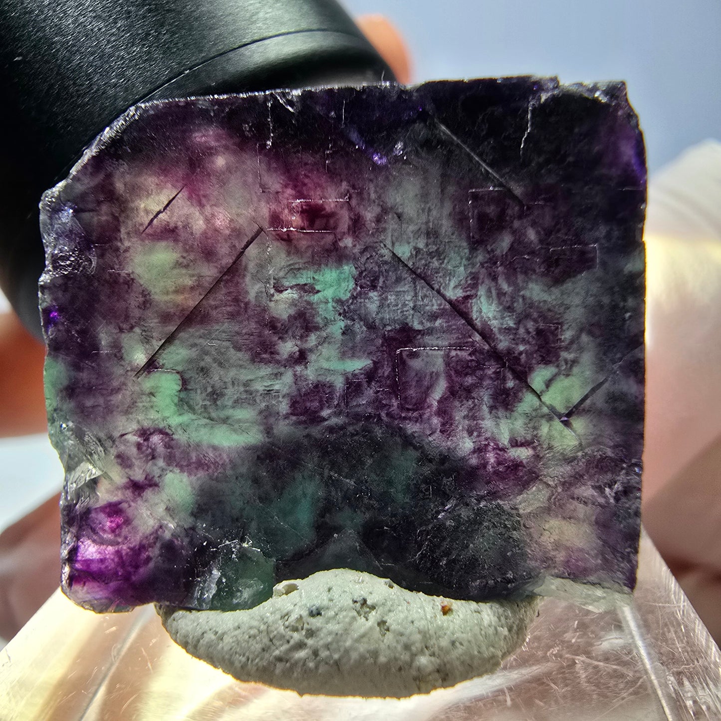 Phantom Fluorit Würfel parkettiert, grün lila Okorusu, Namibia 24*21*20mm