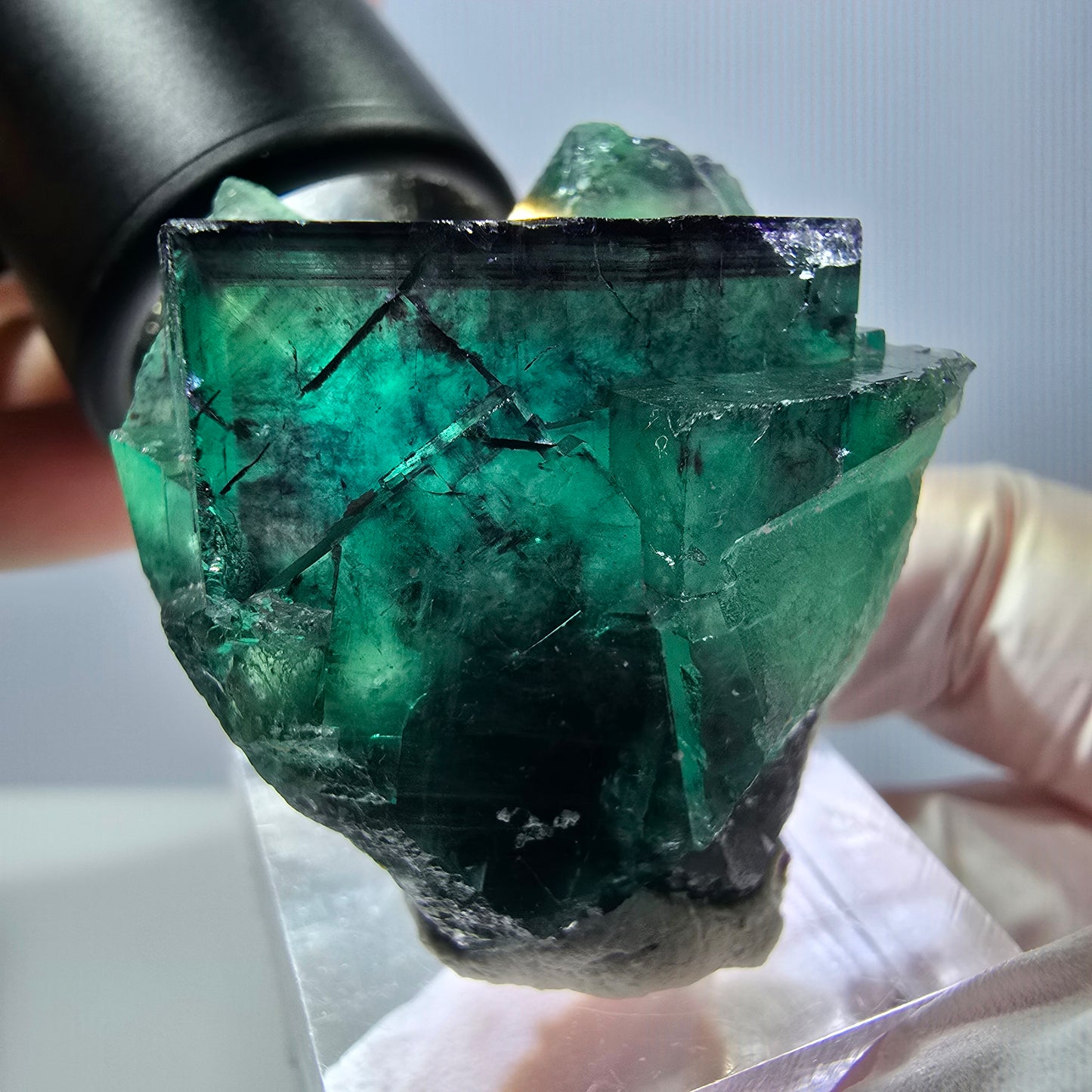 Phantom Fluorit Würfel Stufe, parkettiert grün lila Okorusu, Namibia 42*32*23mm