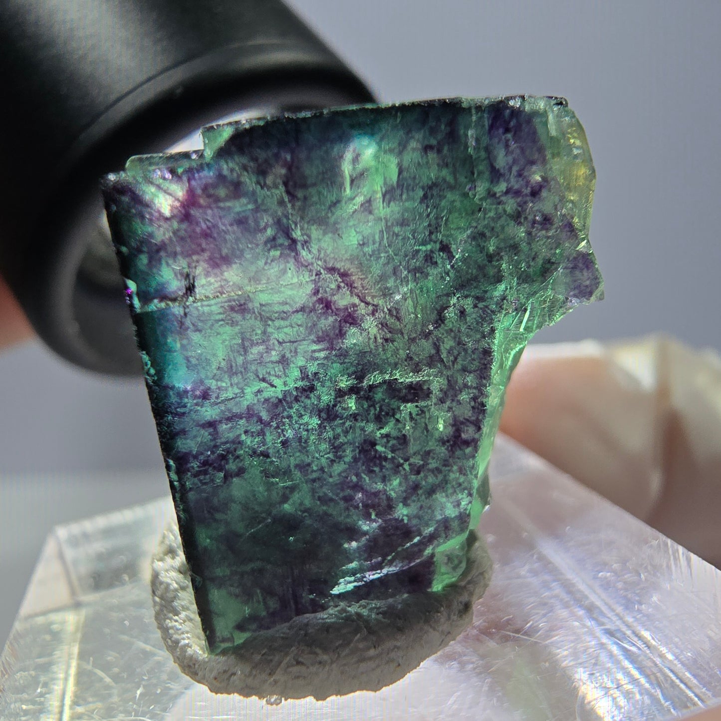 Phantom Fluorit Würfel Stufe grün lila zonal 11:11 Angel Pocket, Namibia 19*19*19mm