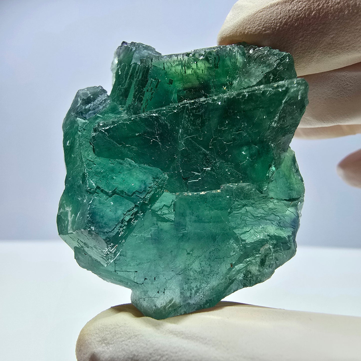 Klare Phantom Fluorit Würfel Stufe, parkettiert grün Okorusu, Namibia 51*40*26mm