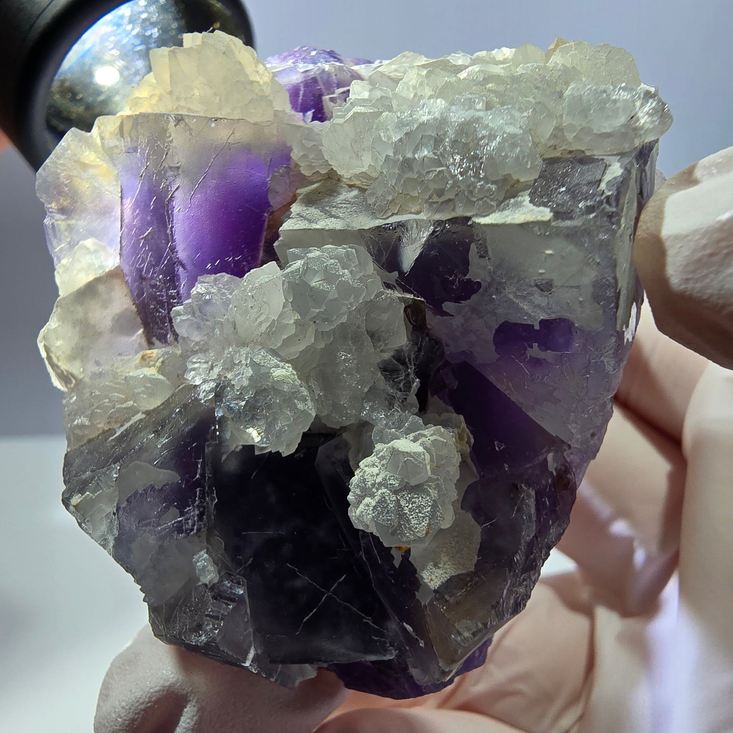 Rare cube de fluorite fantôme, spécimen de quartz violet Okorusu, Namibie, 53 x 42 x 24 mm