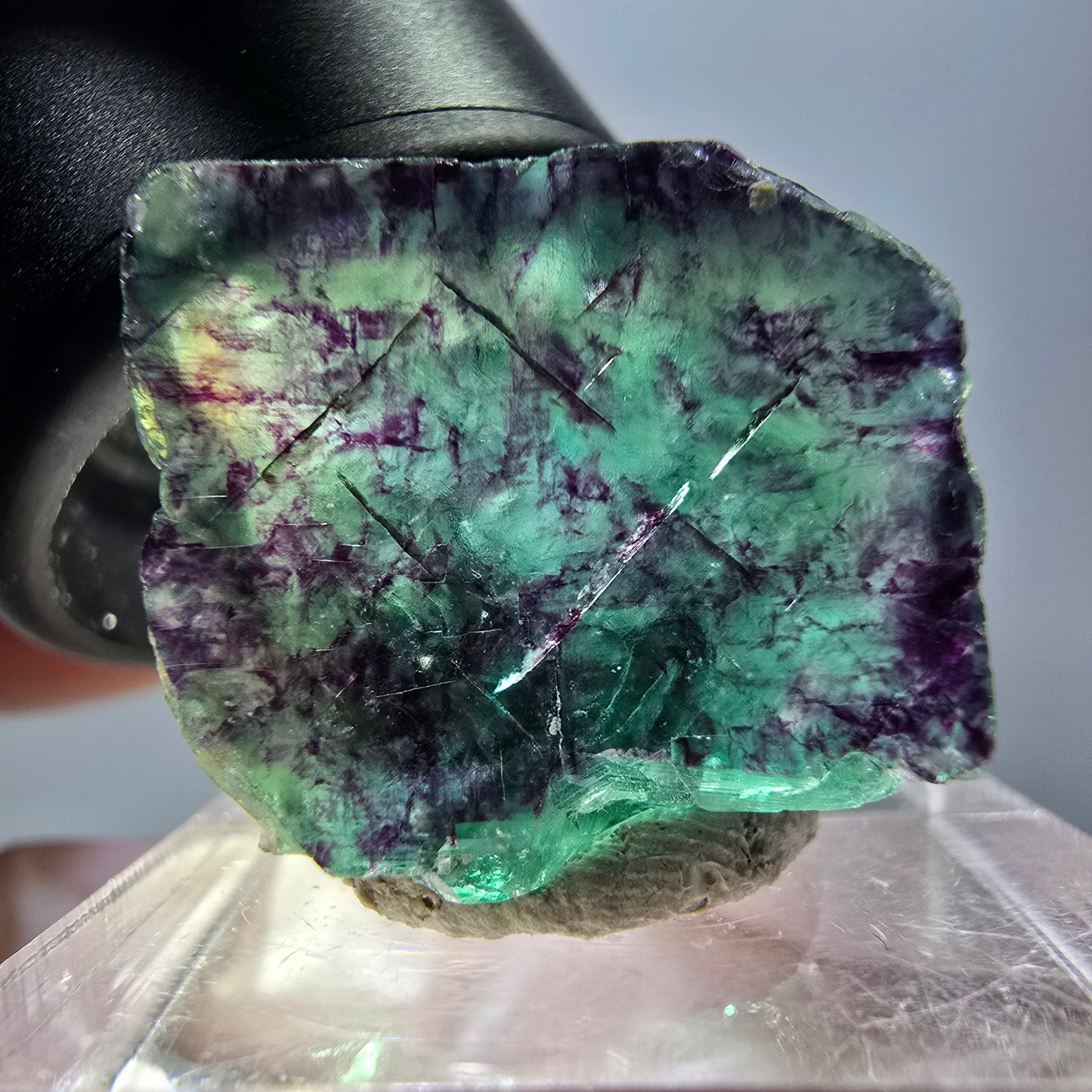 Phantom Fluorite cube parquetted, green purple Okorusu, Namibia 20*20*18mm