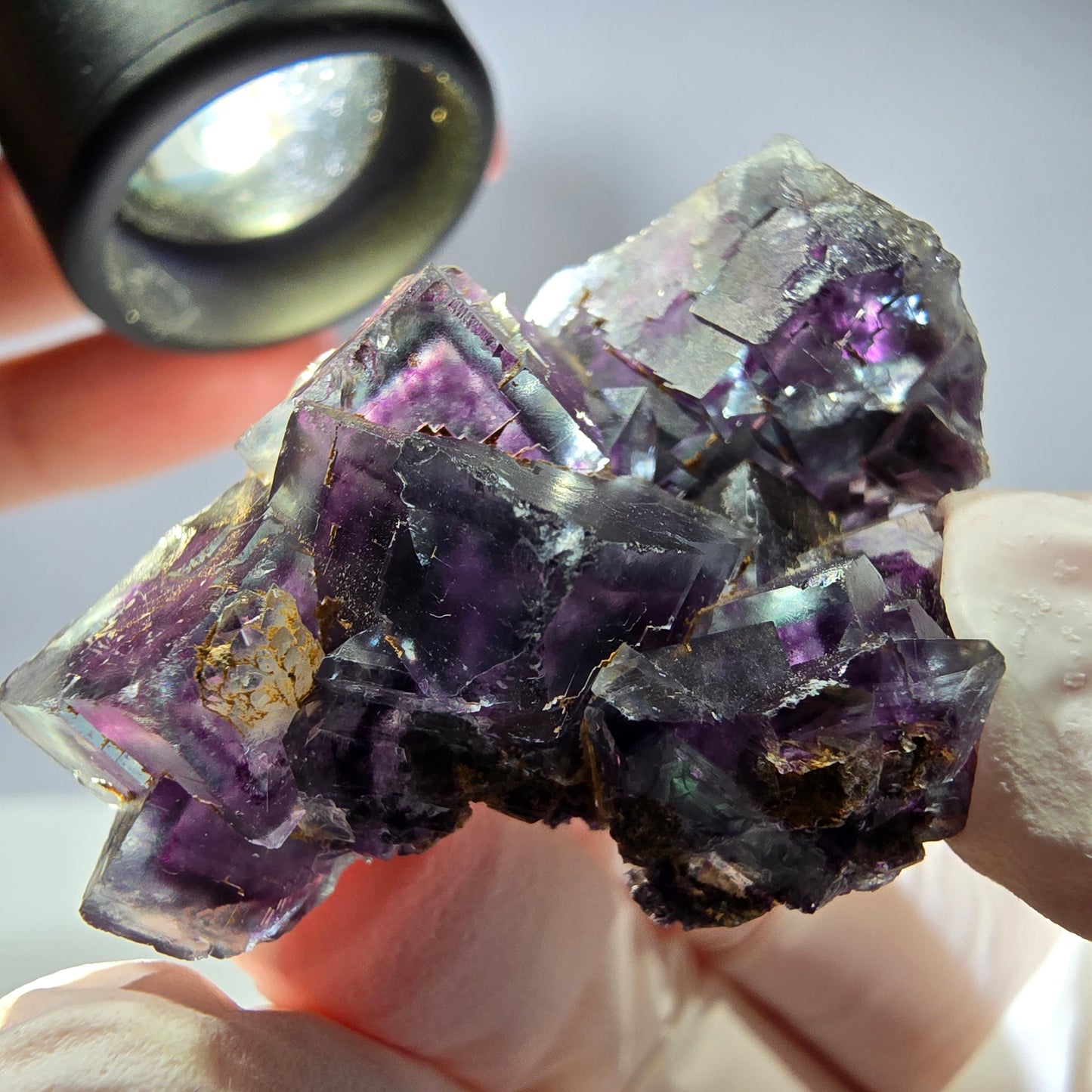 Spécimen de cube de fluorite fantôme parqueté vert violet Okorusu, Namibie 34*32*18 mm