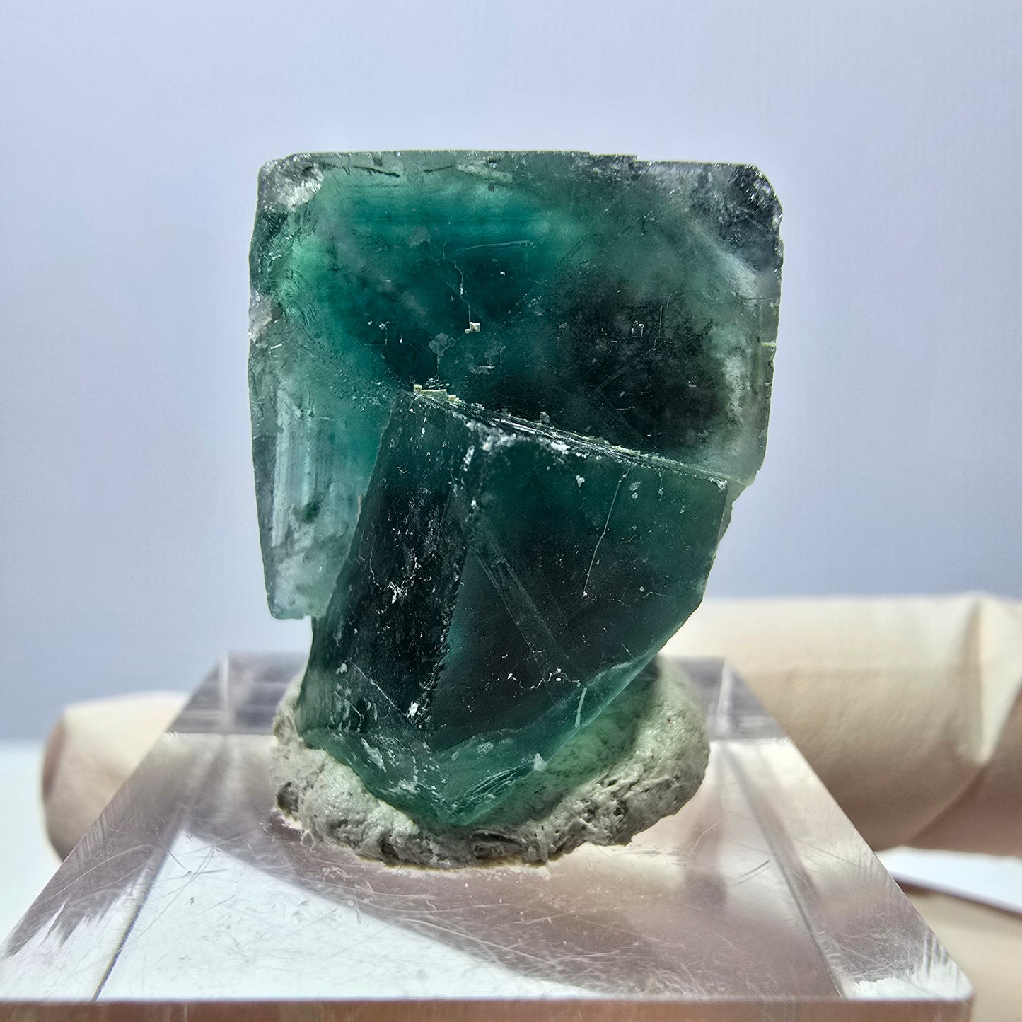 Spécimen de cube de fluorite fantôme, parquet vert Okorusu, Namibie 25 x 21 x 19 mm