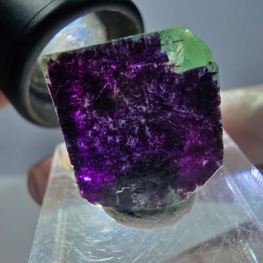 Phantom Fluorit Würfel Stufe grün lila zonal 11:11 Angel Pocket, Namibia 18*16*15mm