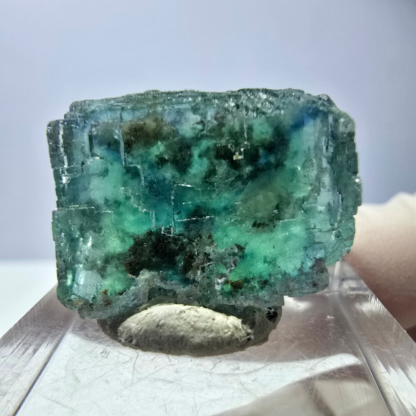 Klarer Phantom Fluorit Würfel parkettiert, grün Okorusu, Namibia 21*18*17mm