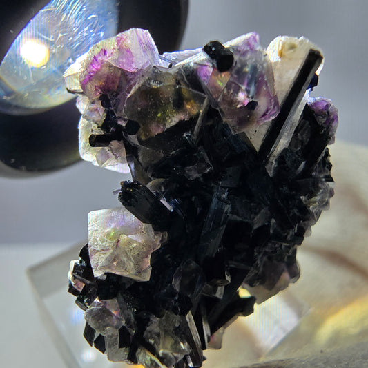 Bunte Phantom Fluorit Schörl Turmalin Muskovit Stufe Erongo, Namibia 28*30*19mm