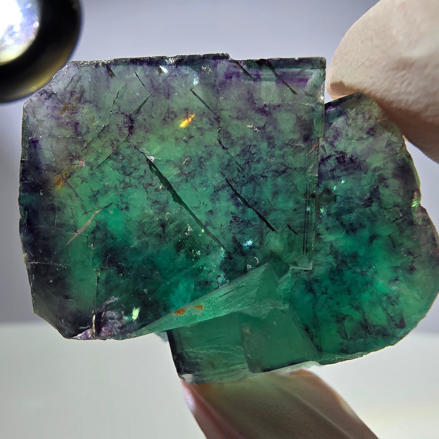 Spécimen de cube de fluorite fantôme parqueté vert violet Okorusu, Namibie 40*39*17 mm