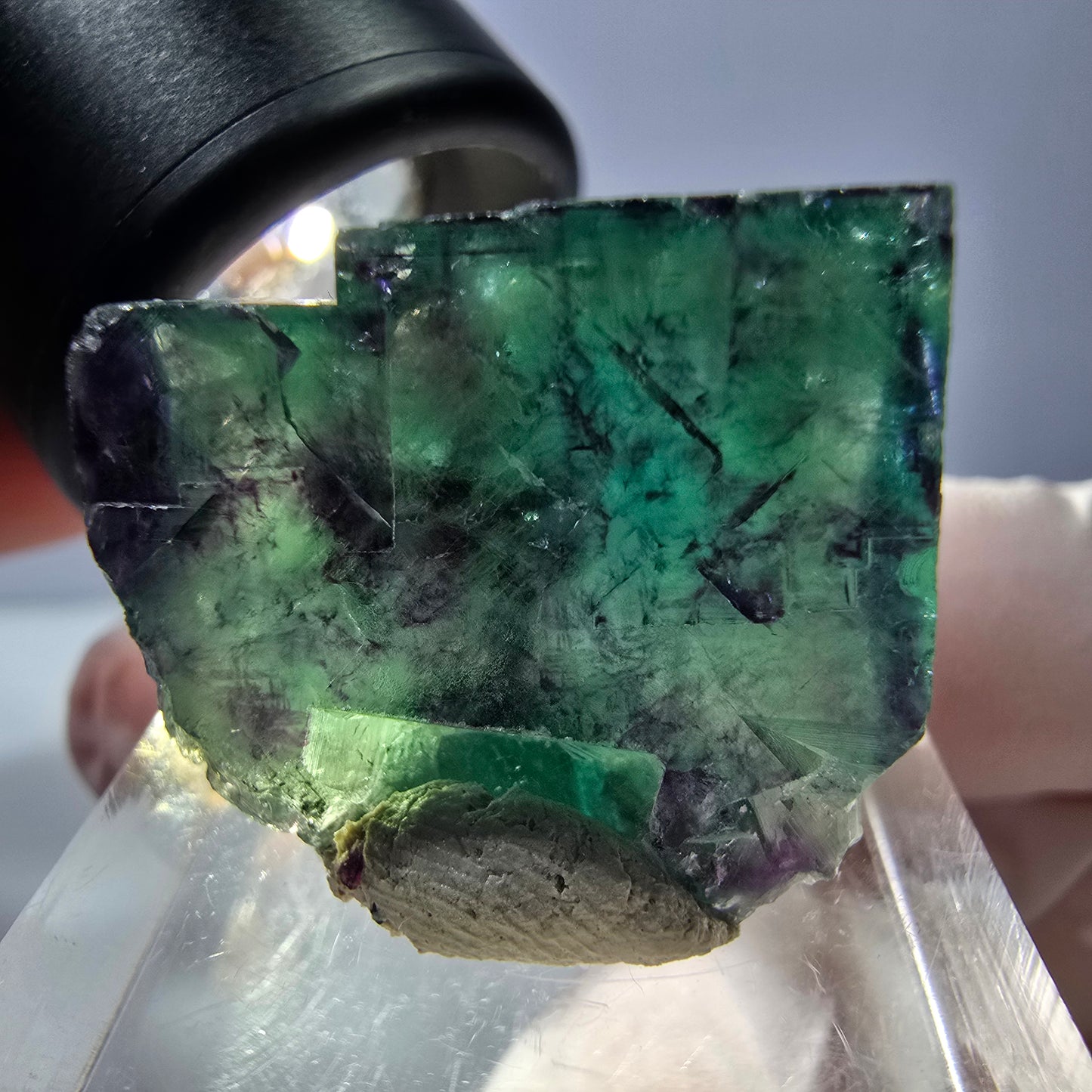Phantom Fluorit Würfel parkettiert, grün lila Okorusu, Namibia 22*20*17mm