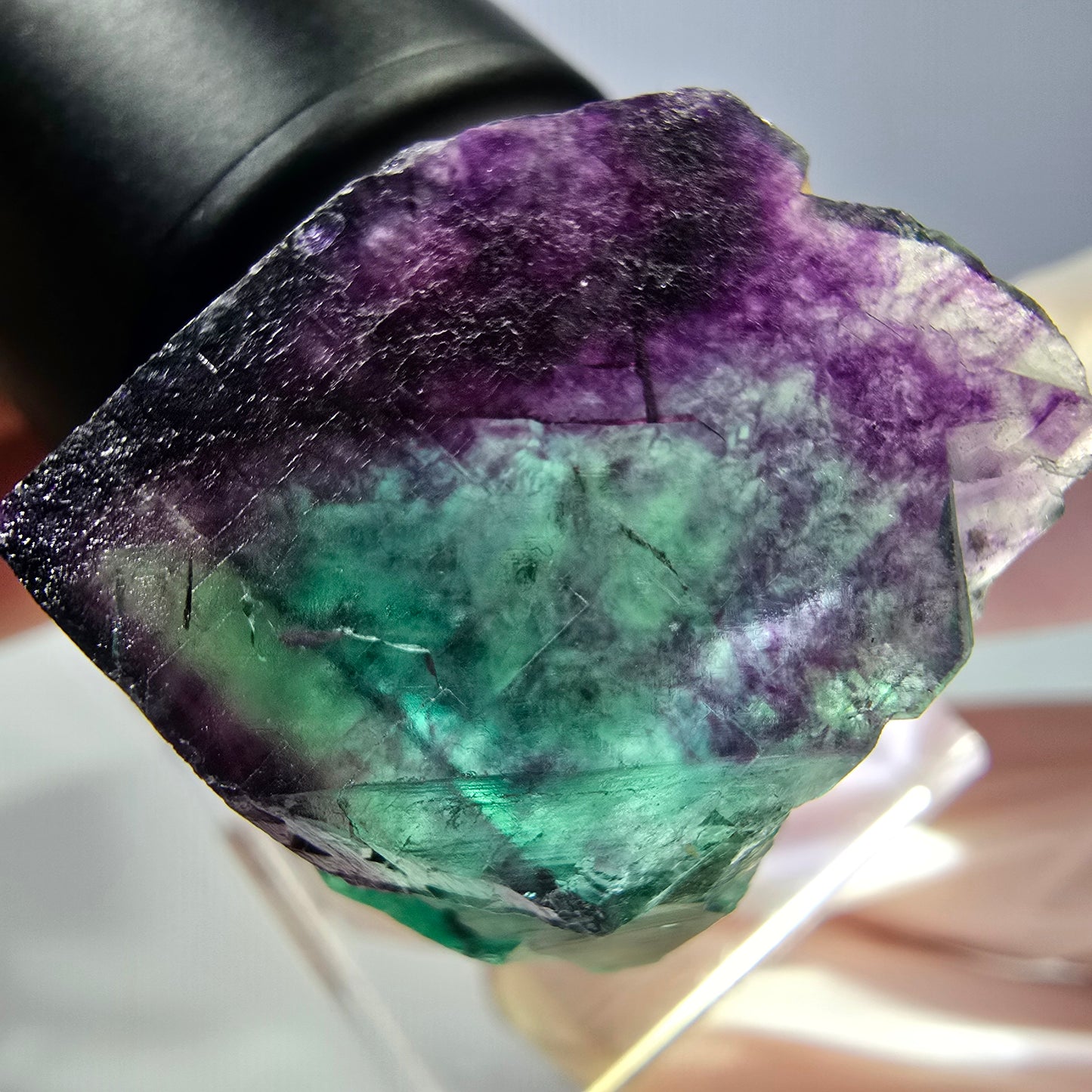 Phantom Fluorit Würfel parkettiert, grün lila Okorusu, Namibia 25*23*20mm