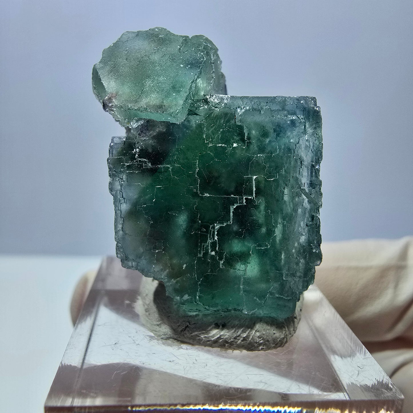 Spécimen de cube de fluorite fantôme, parquet vert Okorusu, Namibie 29 x 22 x 19 mm
