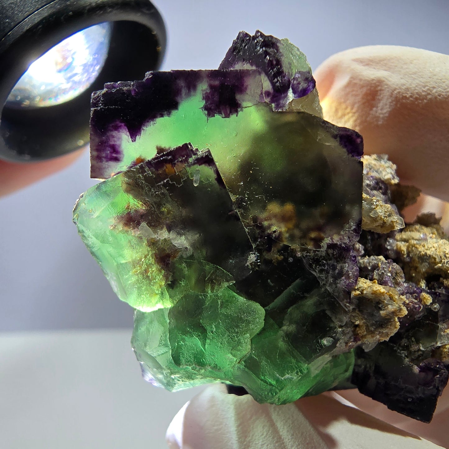 Spécimen de cube de fluorite fantôme, parqueté, zonal Okorusu, Namibie 45*38*36mm
