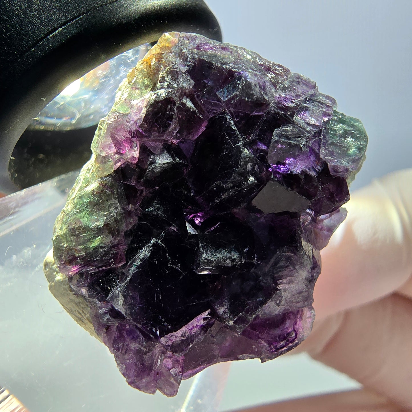 Phantom Fluorit Würfel Stufe, grün lila Okorusu, Namibia 27*25*13mm