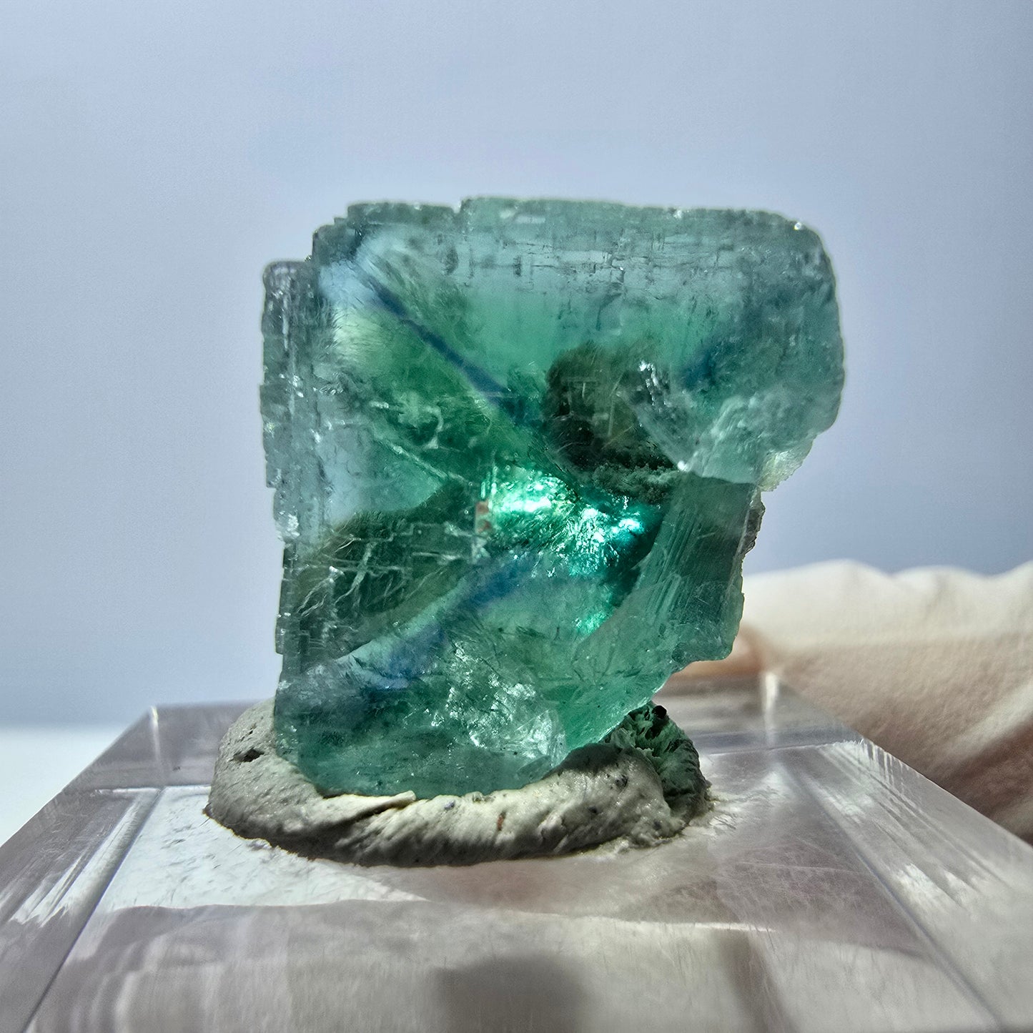 Klarer Phantom Fluorit Würfel parkettiert, grün Okorusu, Namibia 17*17*17mm