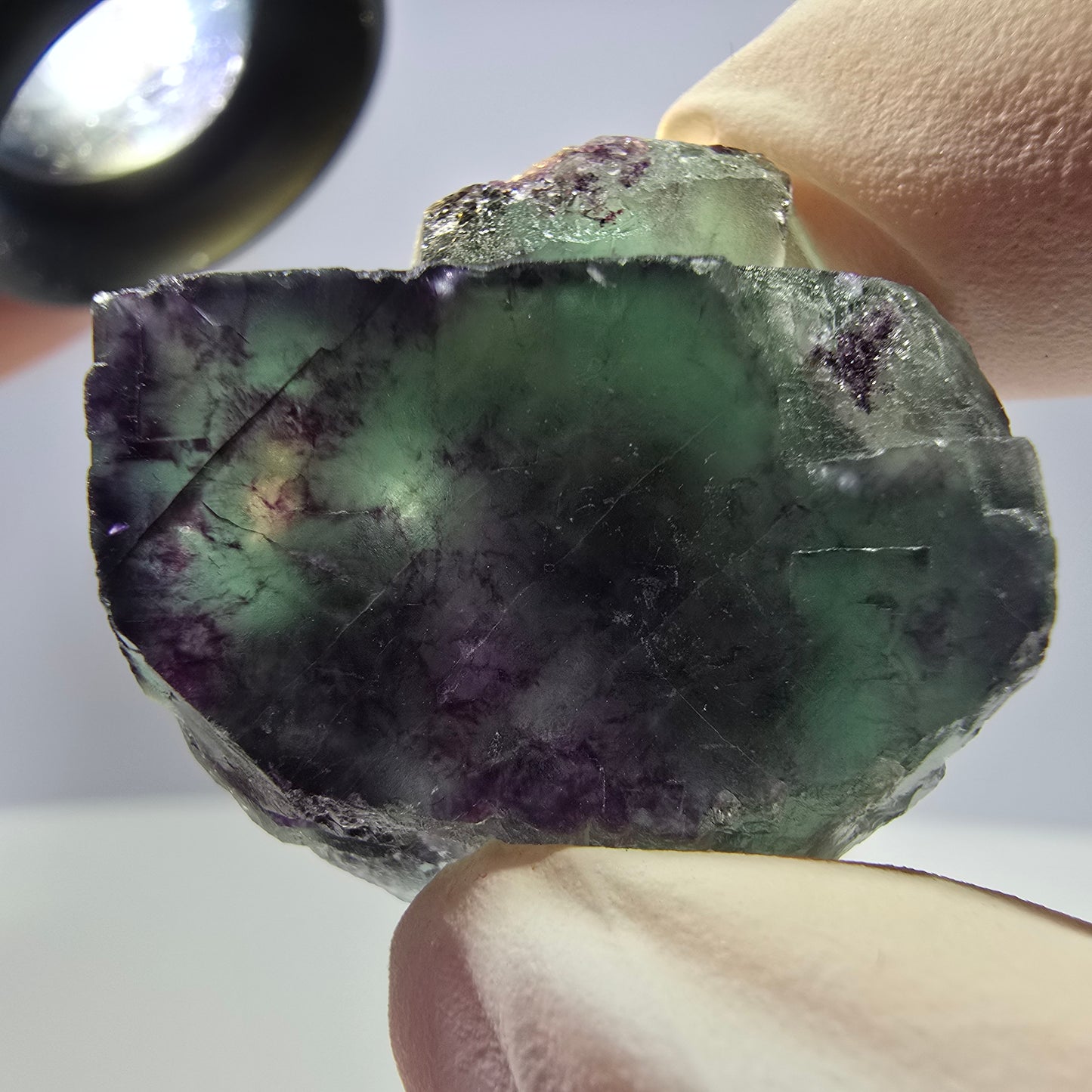 Spécimen de cube de fluorite fantôme parqueté vert violet Okorusu, Namibie 28*26*17 mm