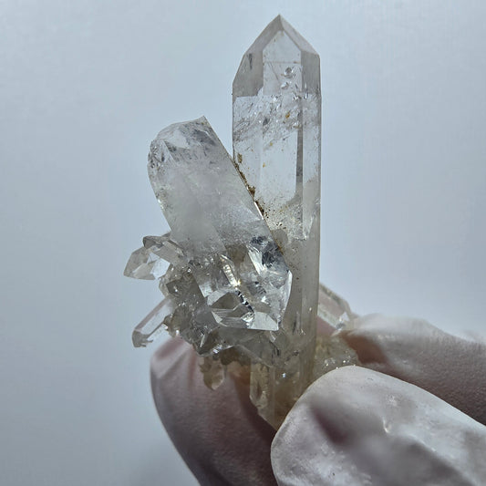 Spécimen de quartz transparent à double terminaison Streep Mine, Goboboseb, Namibie 45*22*25 mm