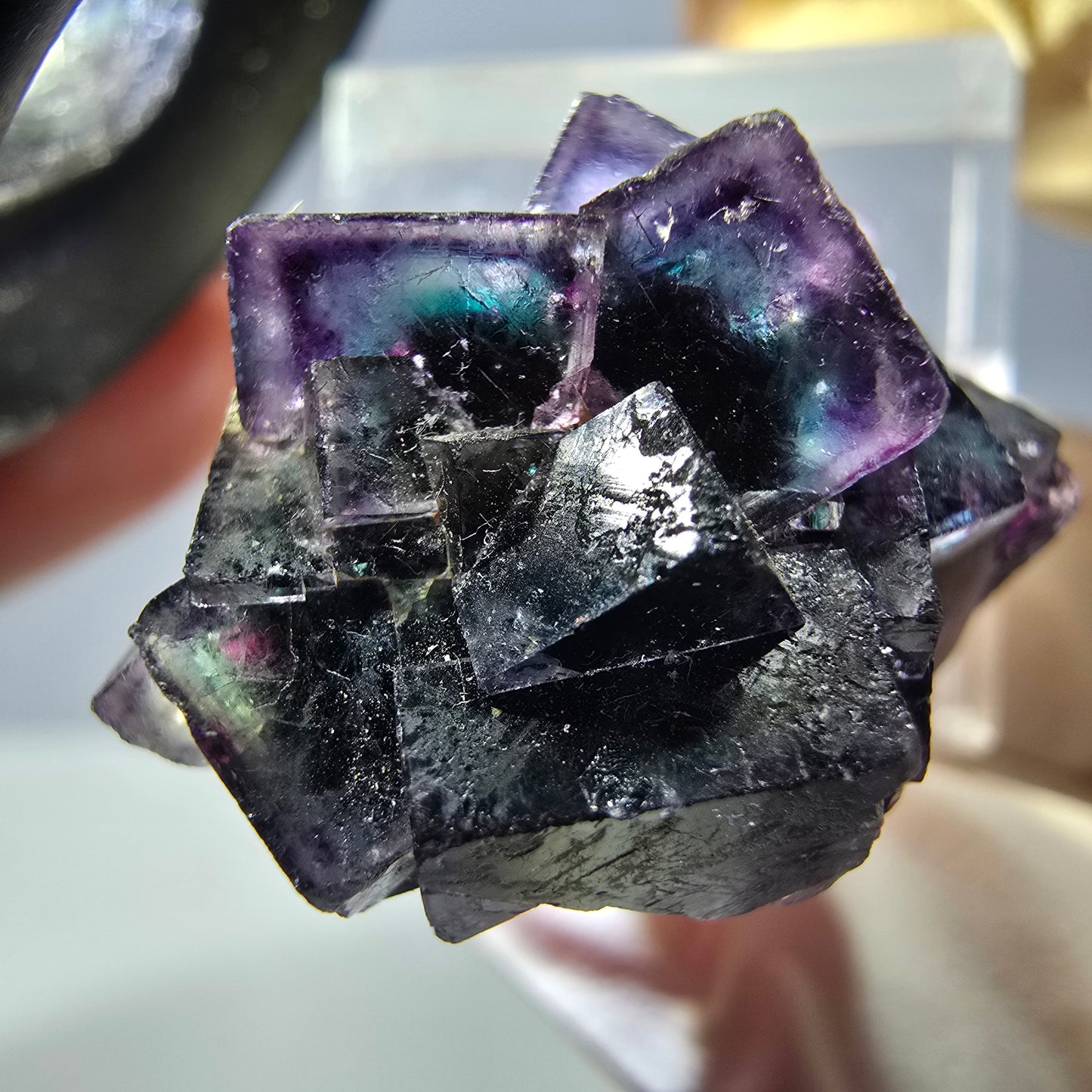 Phantom Fluorit Würfel Stufe, grün lila Okorusu, Namibia 32*23*19mm