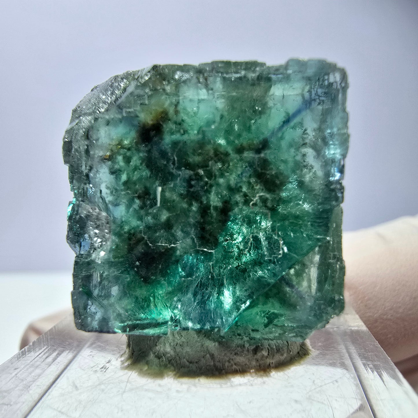 Klarer Phantom Fluorit Würfel parkettiert, grün Okorusu, Namibia 21*20*16mm