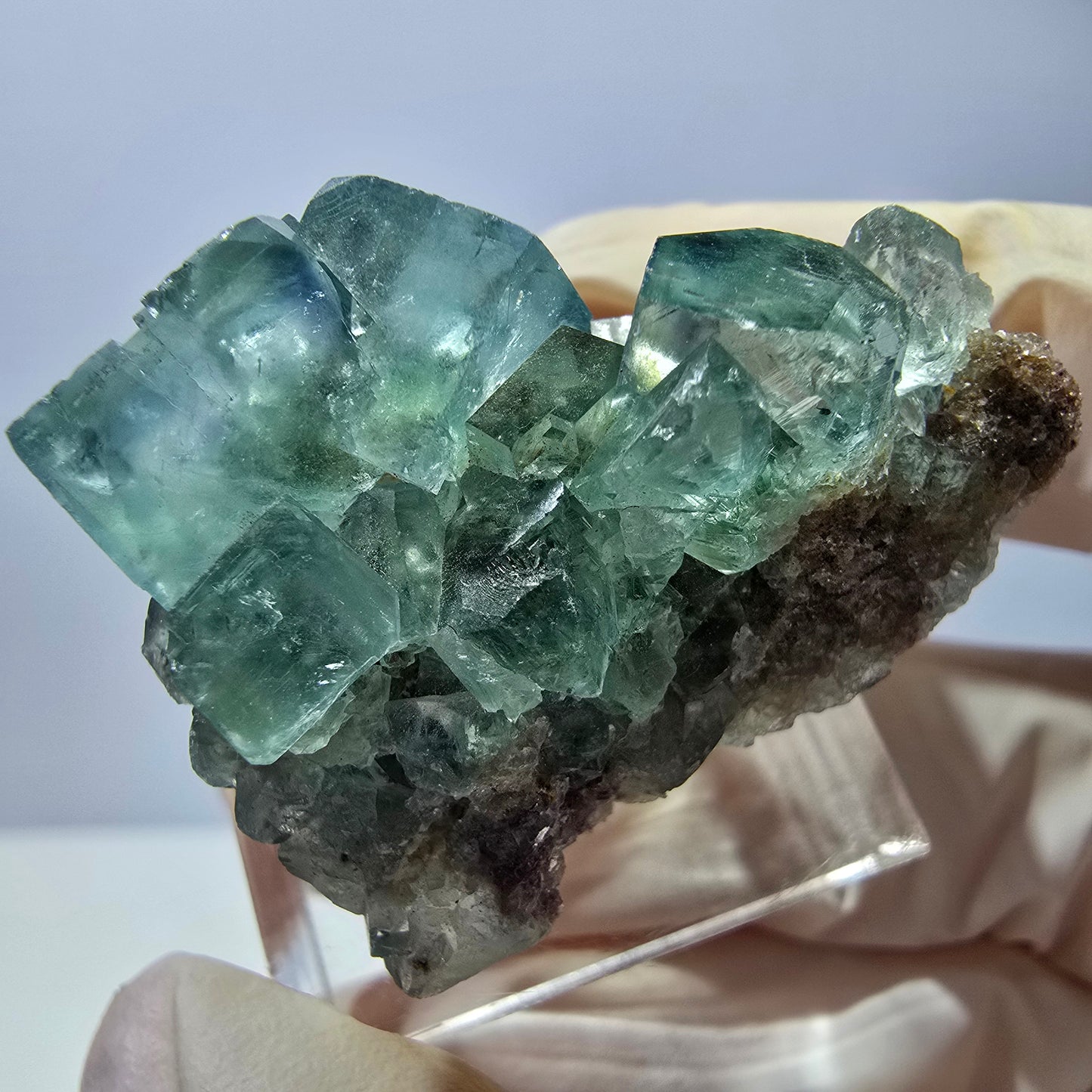 Seltene Phantom Fluorit Würfel Stufe, grün Okorusu, Namibia 34*27*21mm