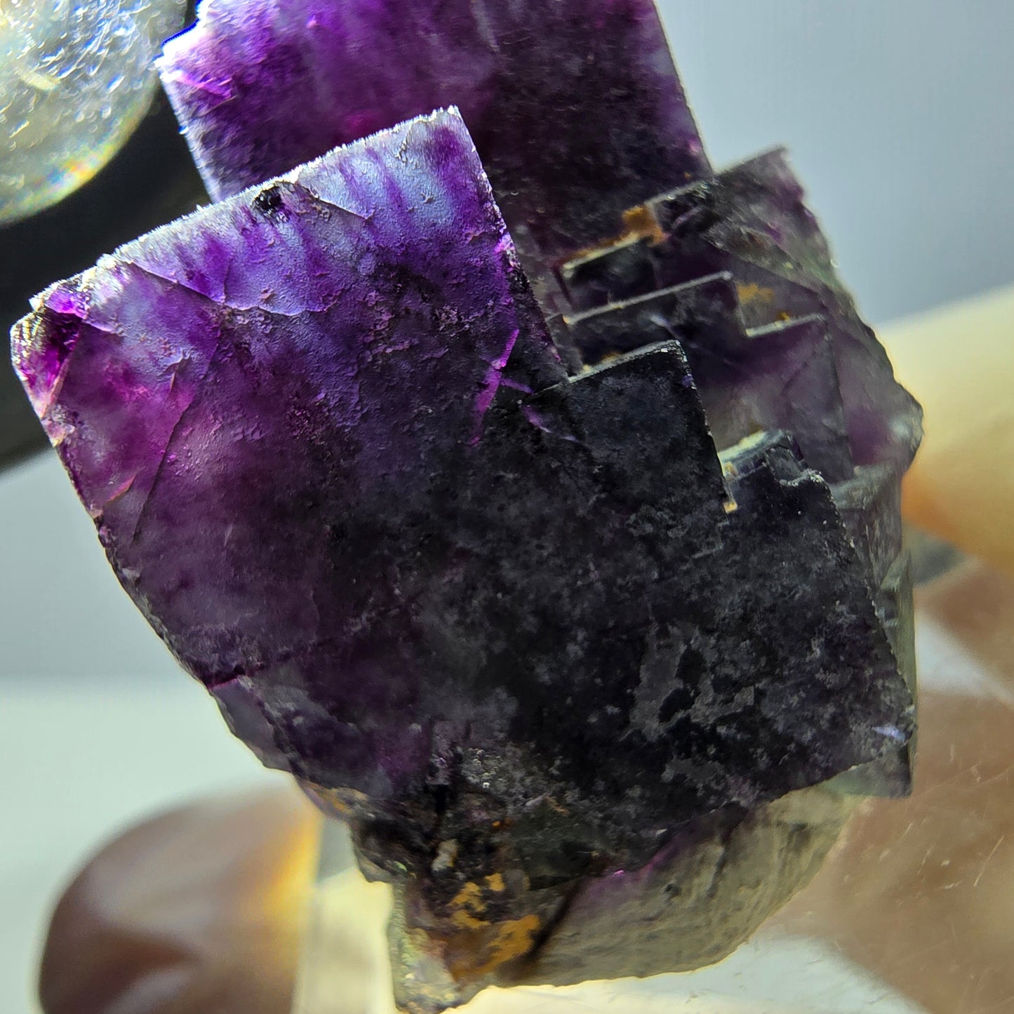 Phantom Fluorit Würfel Stufe, grün lila Okorusu, Namibia 33*24*18mm
