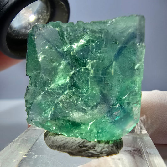 Klarer Phantom Fluorit Würfel parkettiert, grün Okorusu, Namibia 22*22*17mm
