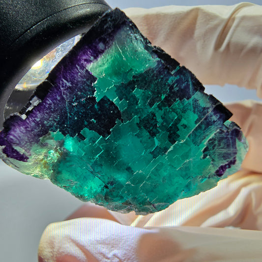 Phantom Fluorit Würfel Stufe grün lila zonal 11:11 Angel Pocket, Namibia 25*25*24mm