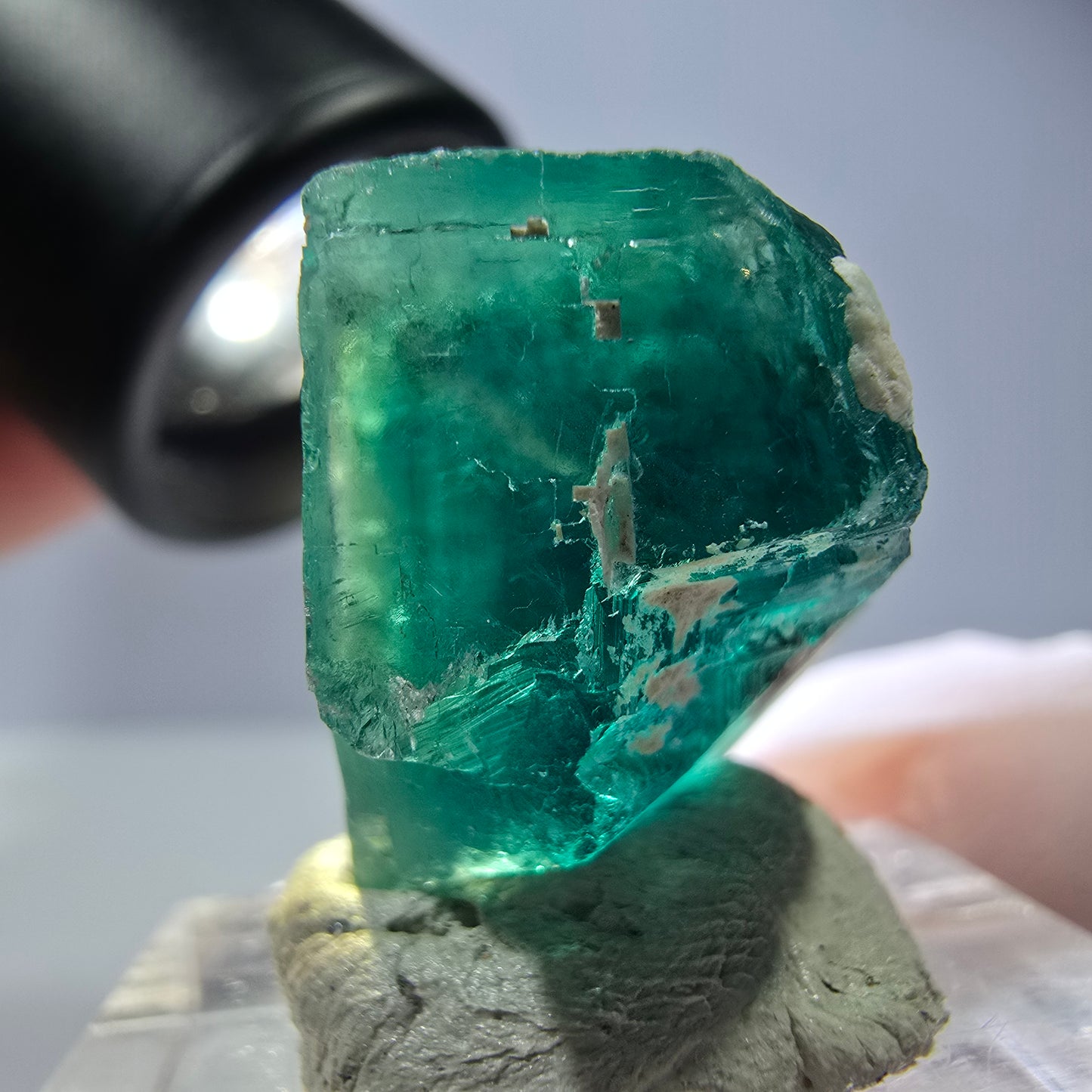 Klarer Phantom Fluorit Würfel parkettiert, grün Okorusu, Namibia 23*20*16mm