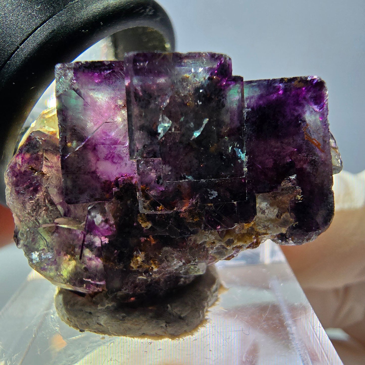 Phantom Fluorit Würfel Stufe, grün lila Okorusu, Namibia 32*22*15mm