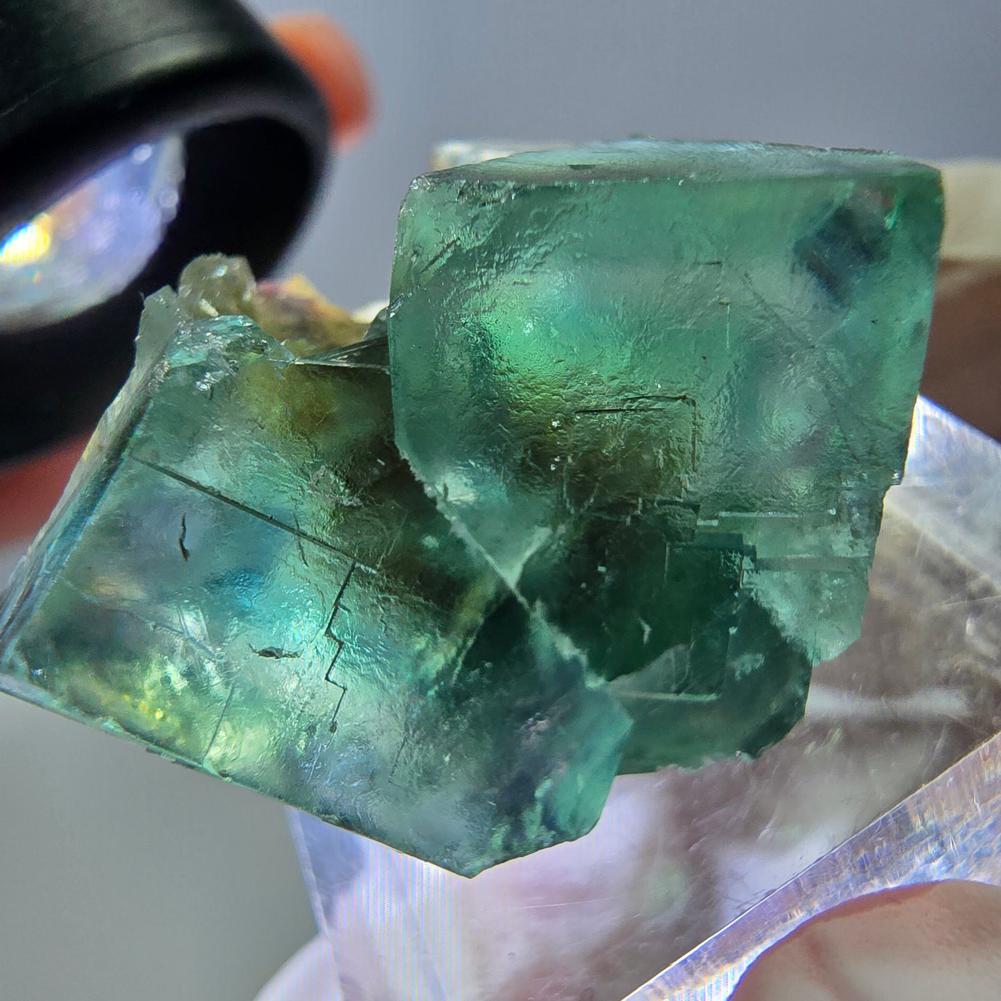 Phantom Fluorit Würfel Stufe, grün parkettiert Okorusu, Namibia 27*24*18mm