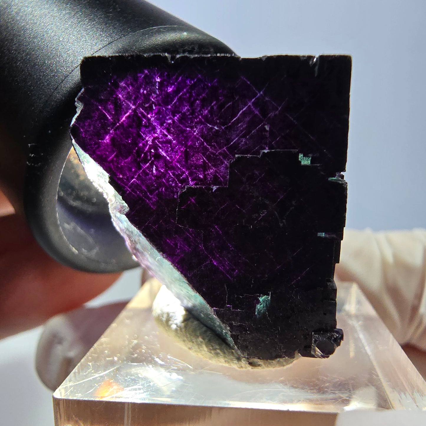 Phantom Fluorit Würfel Stufe grün lila zonal 11:11 Angel Pocket, Namibia 24*22*22mm