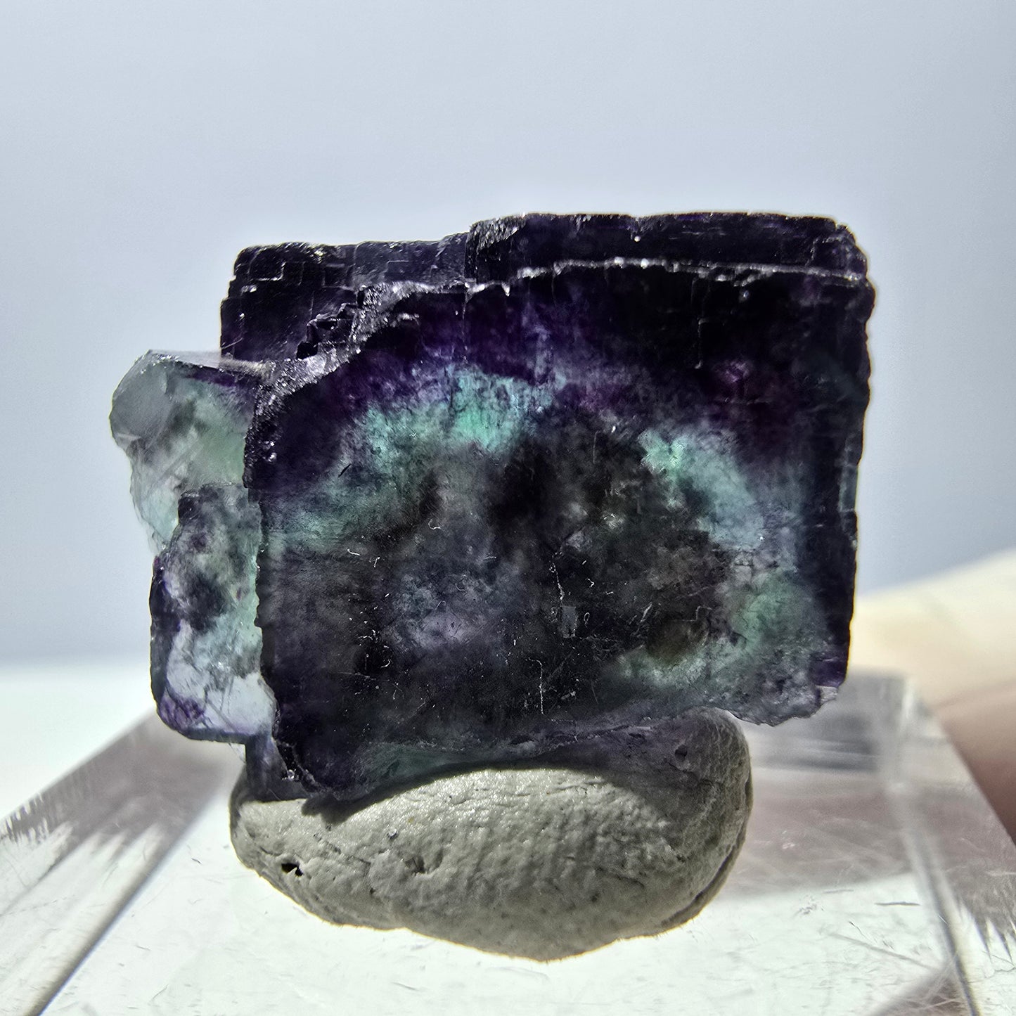 Phantom Fluorit Würfel Stufe, grün lila Okorusu, Namibia 21*20*12mm