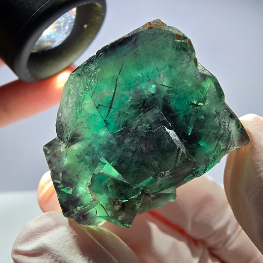 Phantom Fluorit Würfel Stufe parkettiert grün lila Okorusu, Namibia 31*28*24mm
