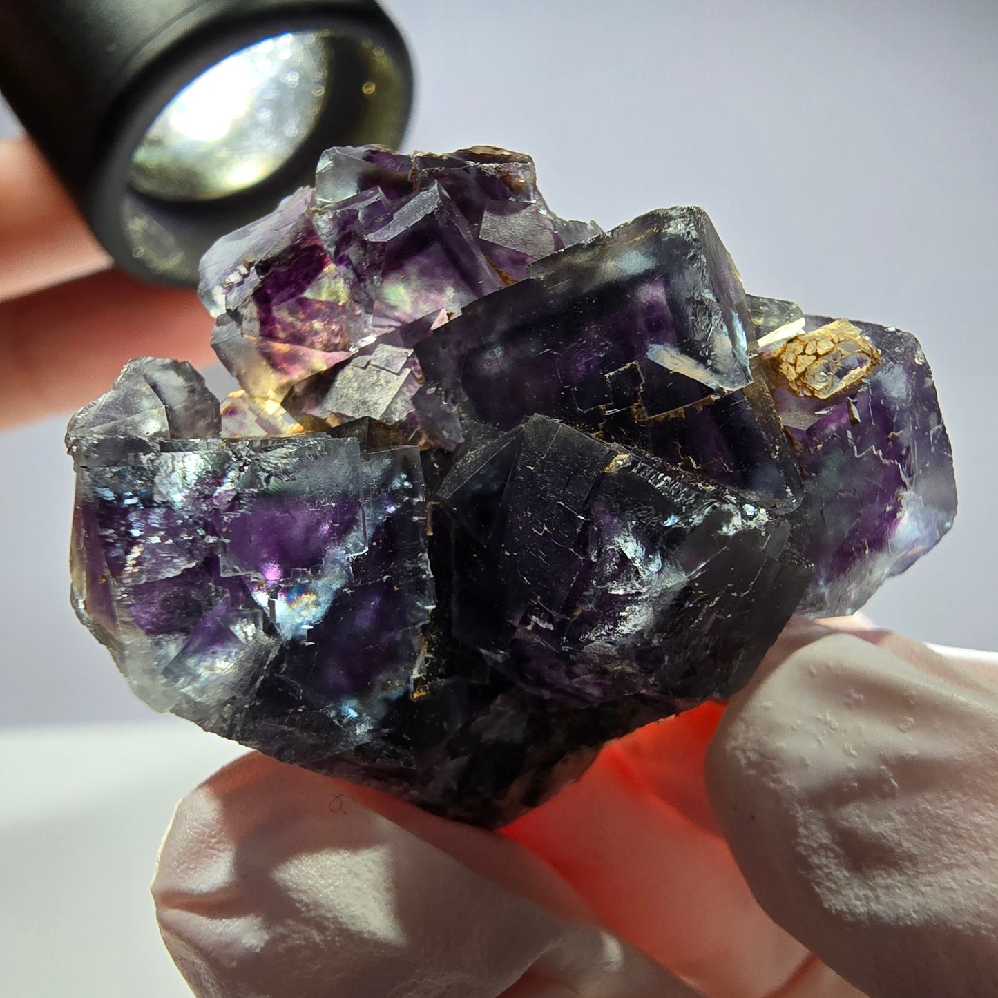 Spécimen de cube de fluorite fantôme parqueté vert violet Okorusu, Namibie 34*32*18 mm