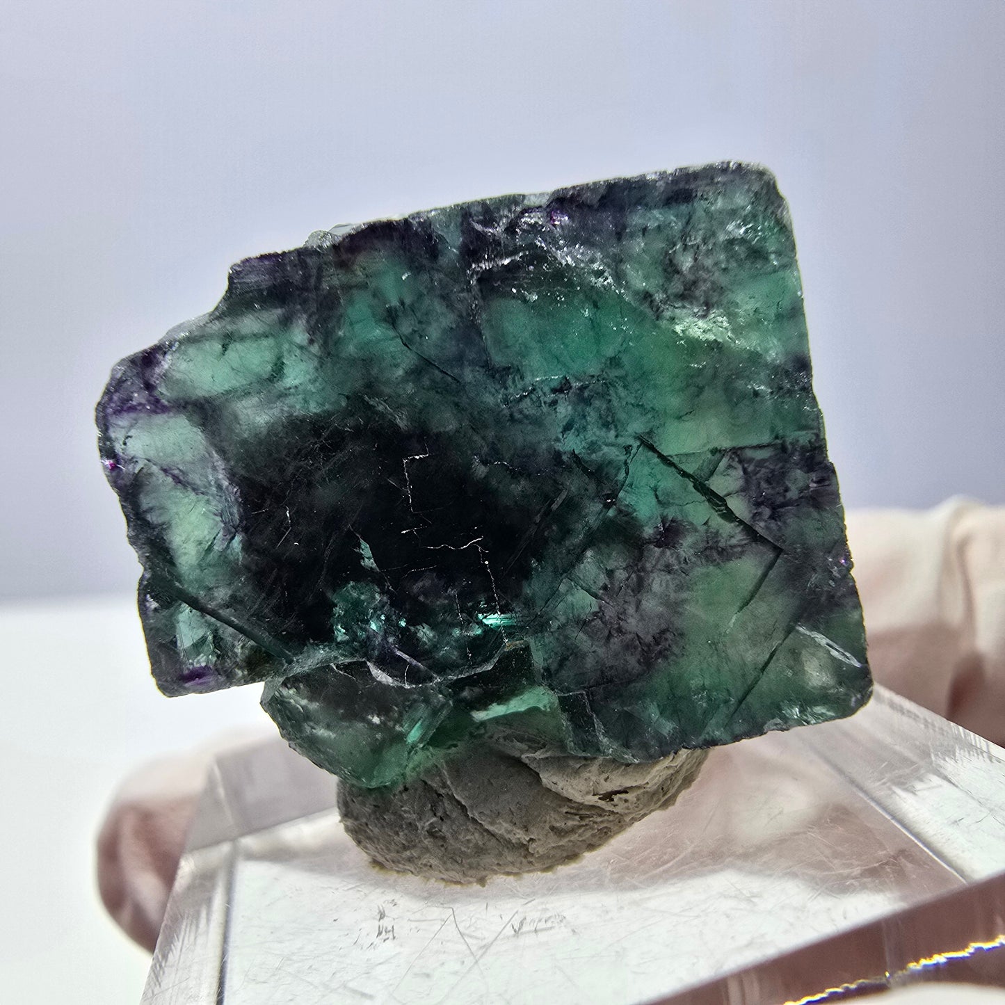 Phantom Fluorit Würfel parkettiert, grün lila Okorusu, Namibia 22*22*11mm