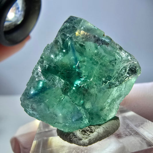 Klarer Phantom Fluorit Würfel parkettiert, grün Okorusu, Namibia 23*22*15mm