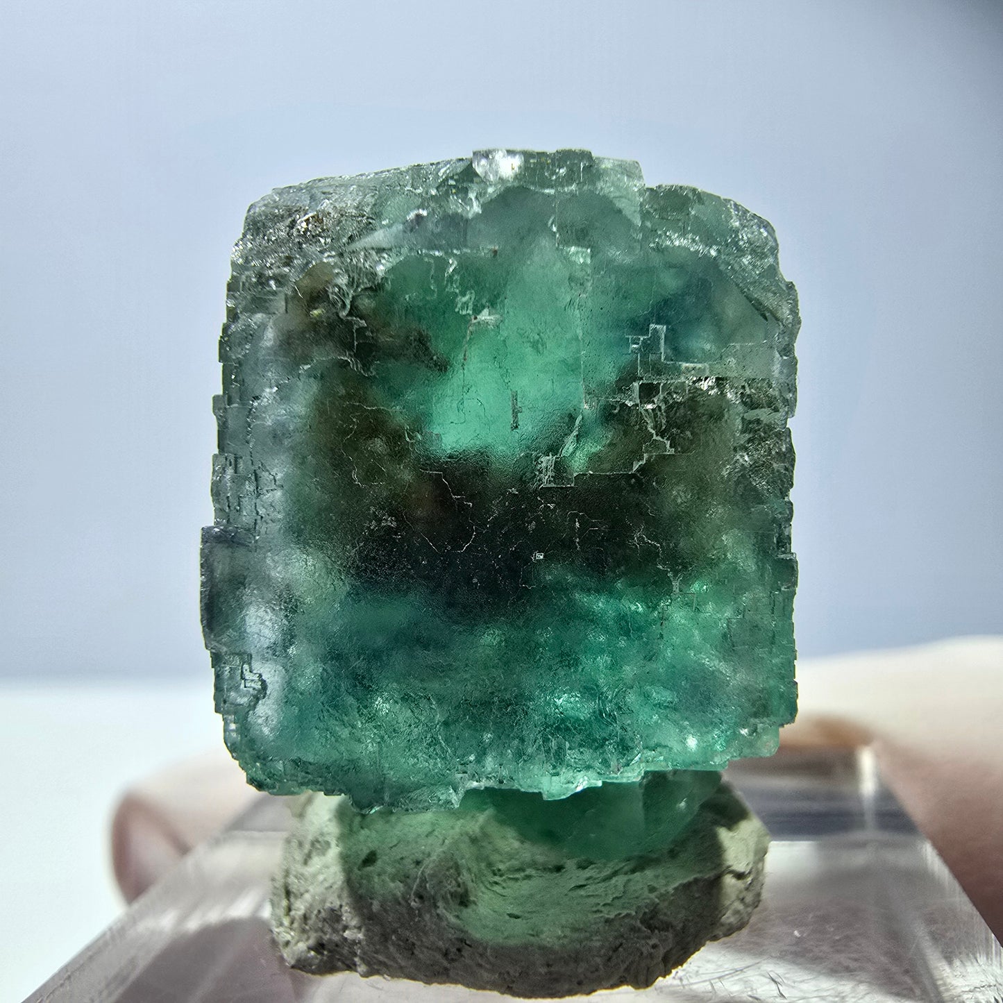 Klarer Phantom Fluorit Würfel parkettiert, grün Okorusu, Namibia 24*21*18mm