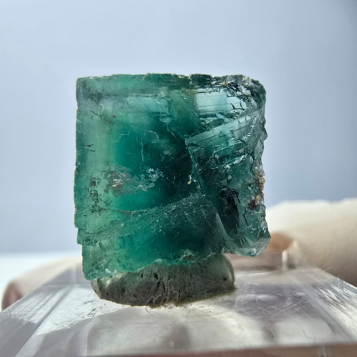 Klarer Phantom Fluorit Würfel parkettiert, grün Okorusu, Namibia 19*16*14mm