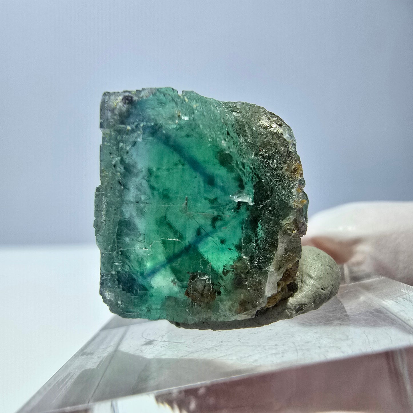 Klarer Phantom Fluorit Würfel parkettiert, grün Okorusu, Namibia 22*17*16mm