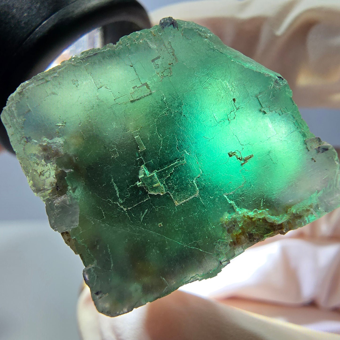 Klarer Phantom Fluorit Würfel parkettiert, grün Okorusu, Namibia 26*25*22mm
