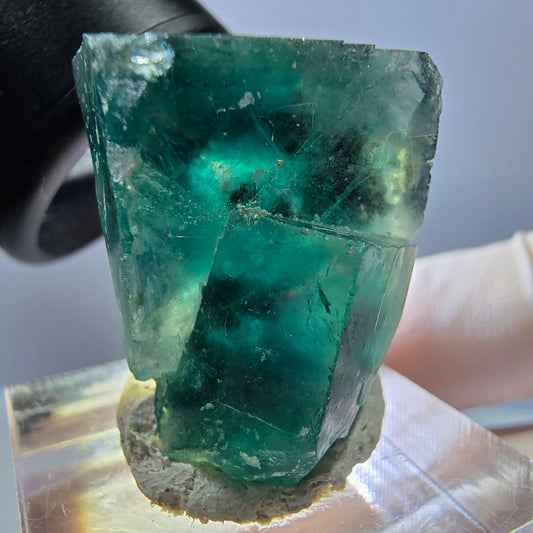 Phantom Fluorit Würfel Stufe, grün parkettiert Okorusu, Namibia 25*21*19mm