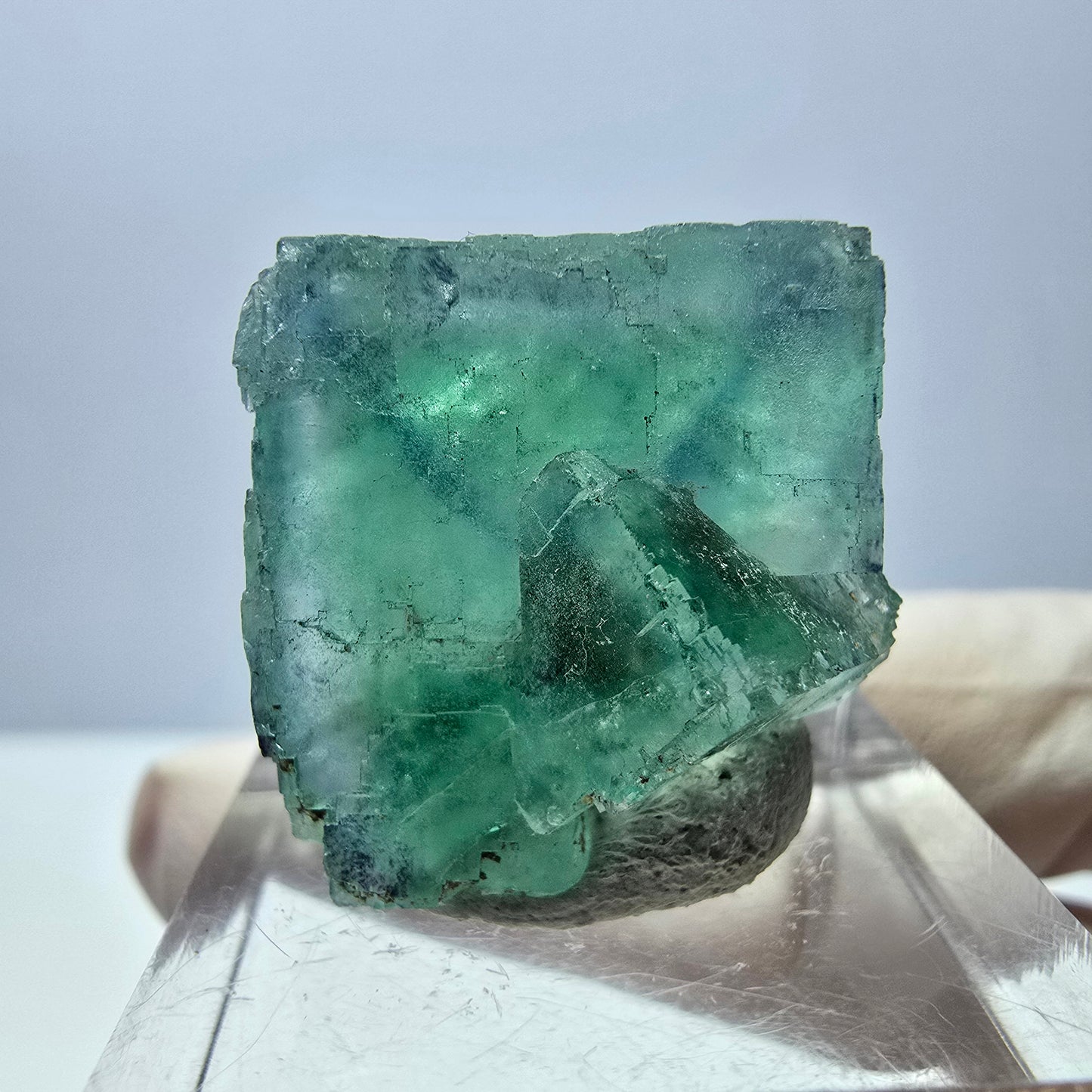 Spécimen de cube de fluorite fantôme, parquet vert Okorusu, Namibie 22 x 21 x 16 mm