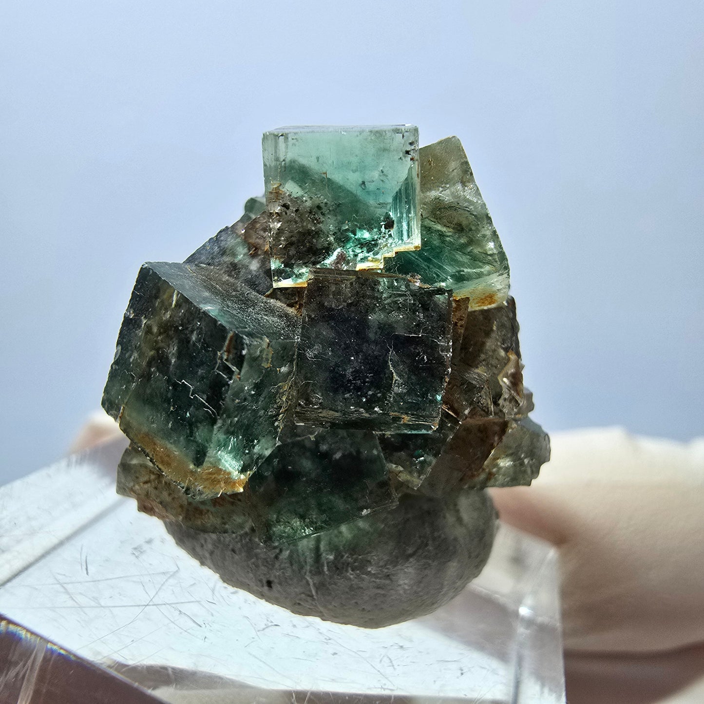 Spécimen de cube de fluorite fantôme, parquet vert Okorusu, Namibie 26 x 22 x 19 mm