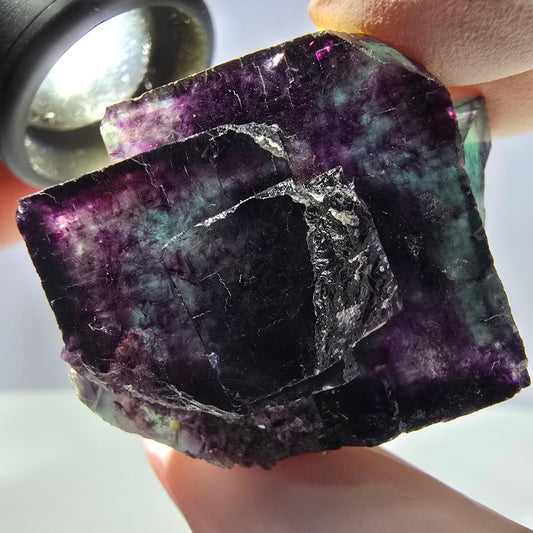 Phantom Fluorit Würfel Stufe parkettiert grün lila Okorusu, Namibia 45*34*22mm