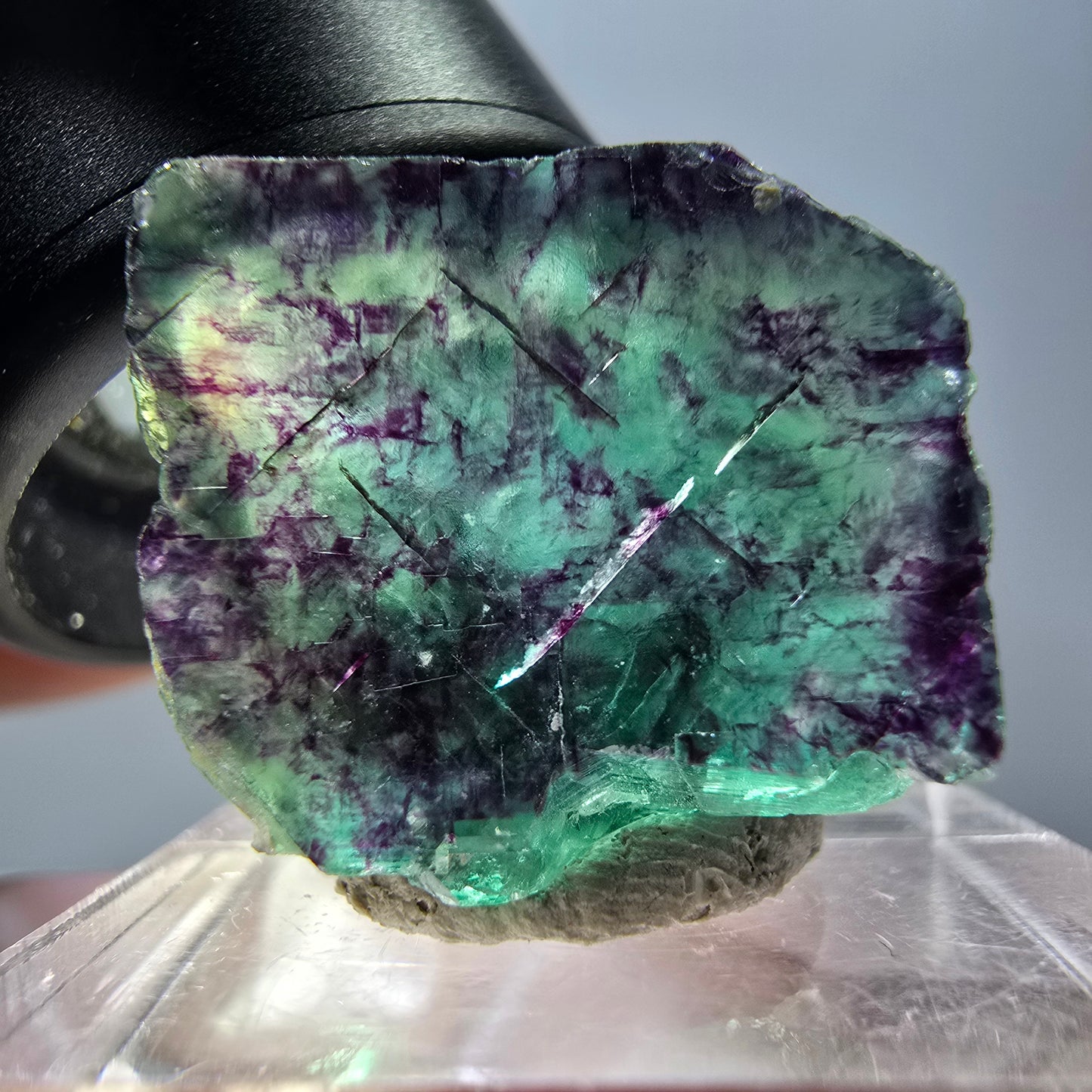 Phantom Fluorite cube parquetted, green purple Okorusu, Namibia 20*20*18mm
